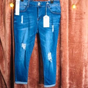 Size 22 Ripped Blue Ankle Jeans